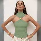 Fashion Metal Ring Tank Top - Piña Colada