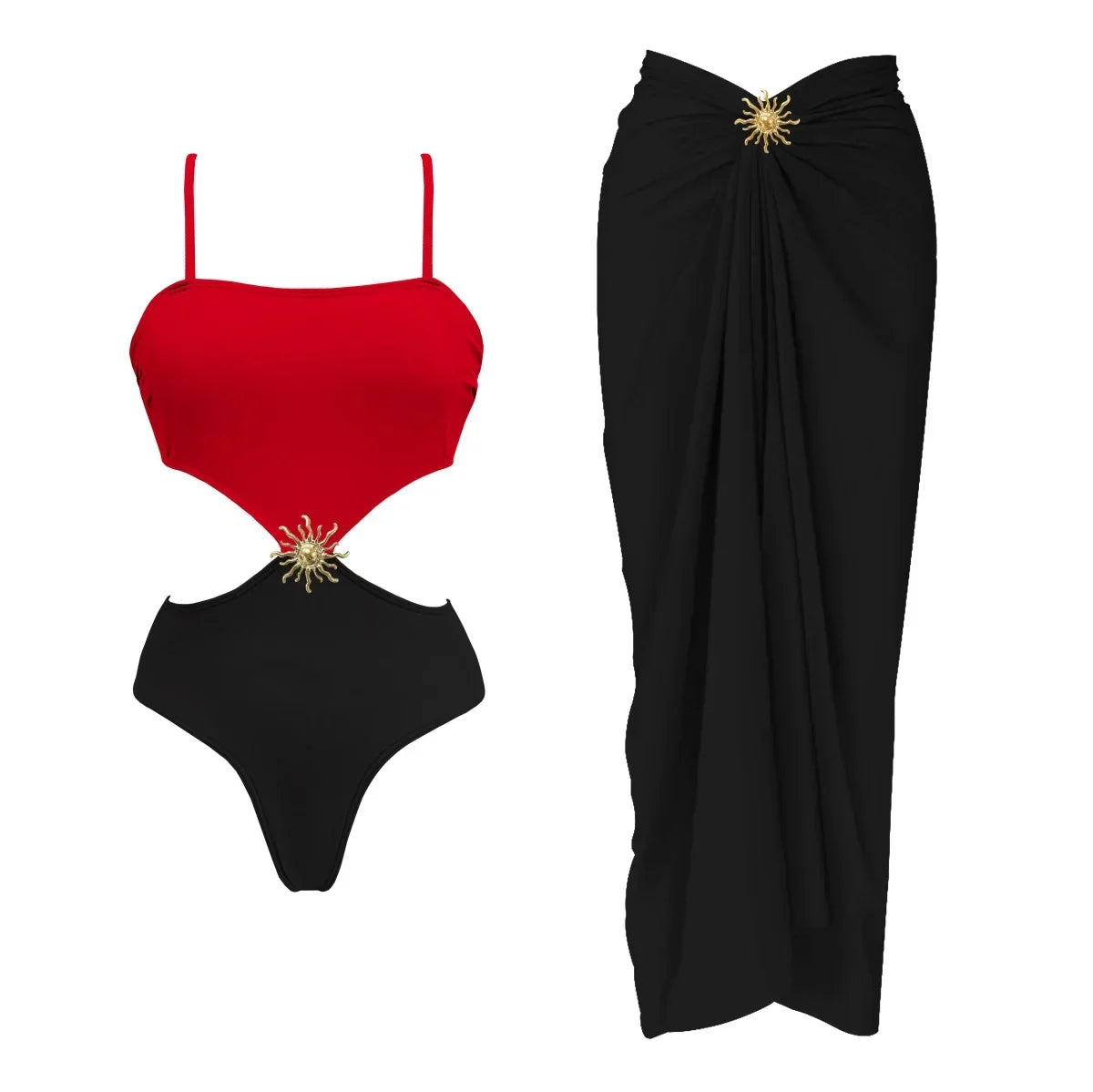 2Pcs One Shoulder Swimsuit - Piña Colada