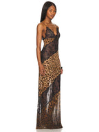 Mesh Patchwork Leopard Print