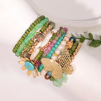 Statement Boho Beads Bracelet with Flower - Piña Colada
