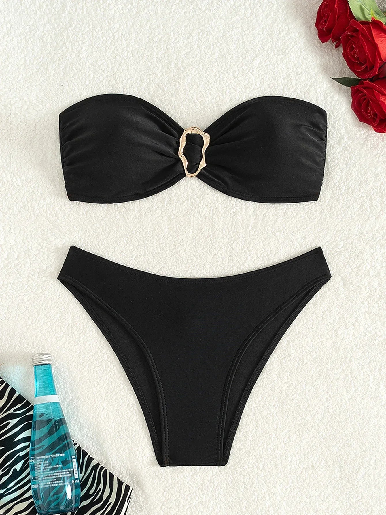 Flower Strapless Bikini Set - Piña Colada