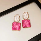 Crystal Square Drop Earrings – Luxury Asymmetric Zircon Earrings for Women - Piña Colada