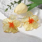 Classic Acrylic Leaf Stud Earrings - Piña Colada