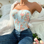Off Shoulder Tank Top Low Cut Open Back - Piña Colada