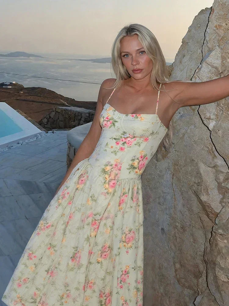 Flower Print Dress Women Summer - Piña Colada