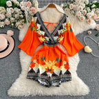 Lace-up Deep V-neck Jumpsuit Women's Summer - Piña Colada