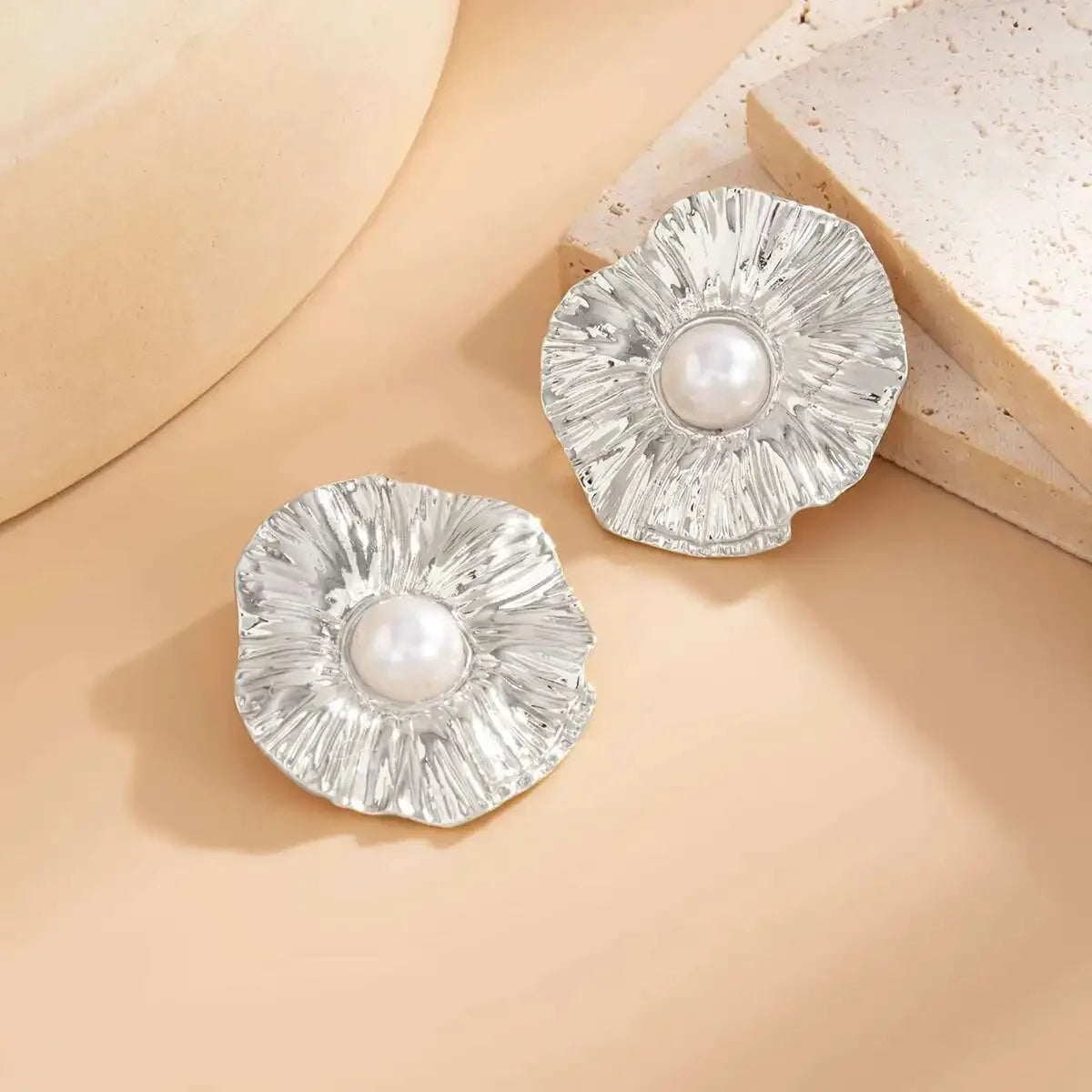 Pearl Texture Wrinkles Earrings - Piña Colada