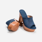 Roma Flock Platform Slides – Chunky Summer Heels for Women - Piña Colada