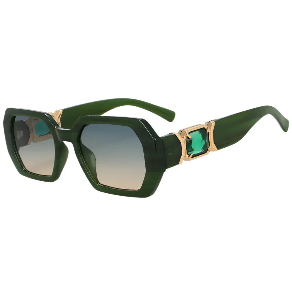 Oversized Diamond Rectangle Sunglasses - Piña Colada