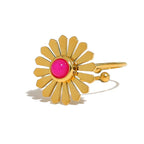 Natural Stone Stainless Steel Rings - Piña Colada
