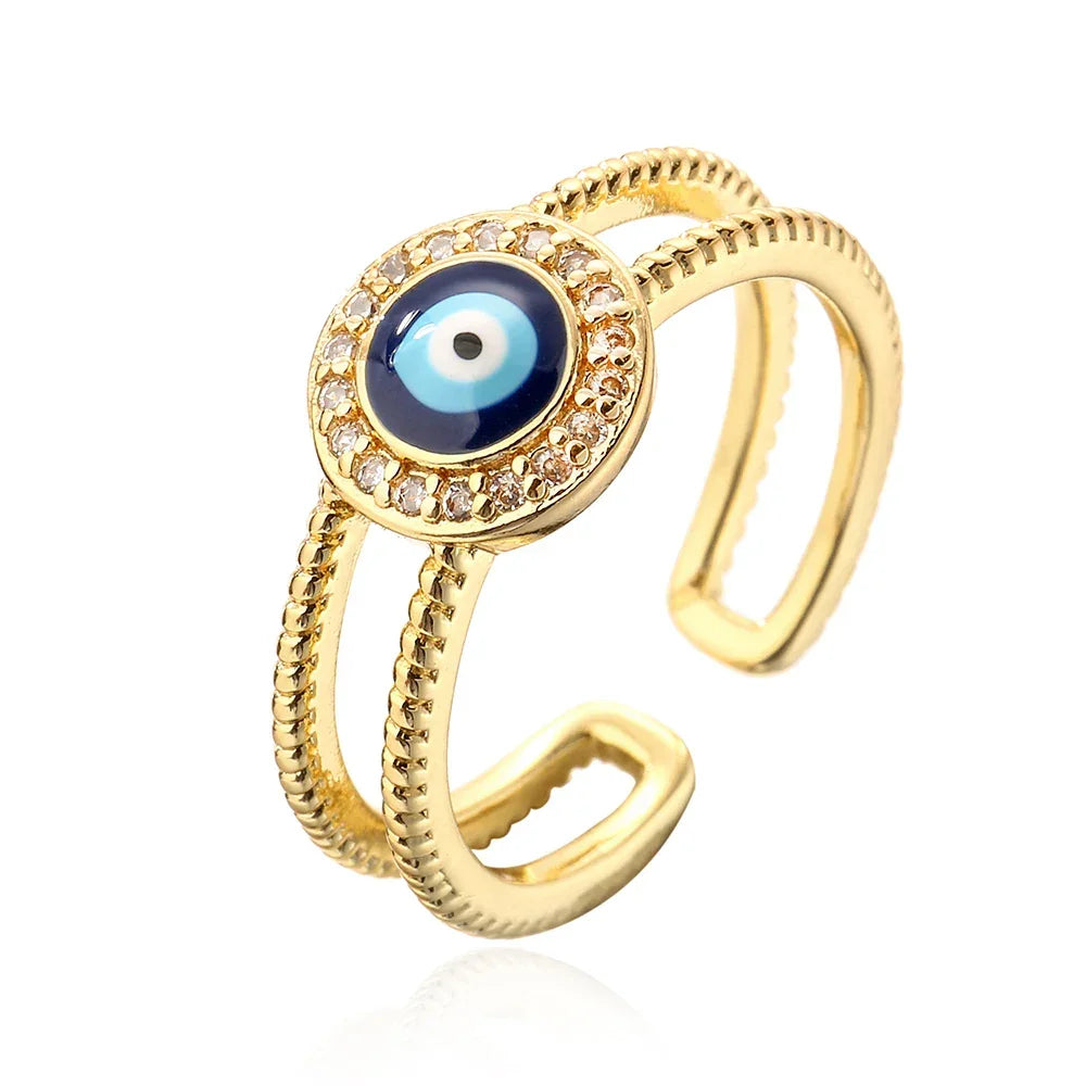 Hollowed out Evil Eye Ring - Piña Colada