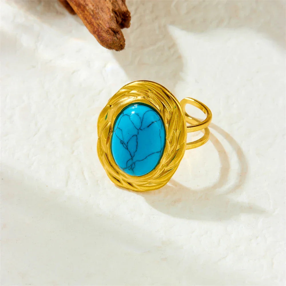 316L Stainless Steel Golden Turquoise Pendant - Piña Colada