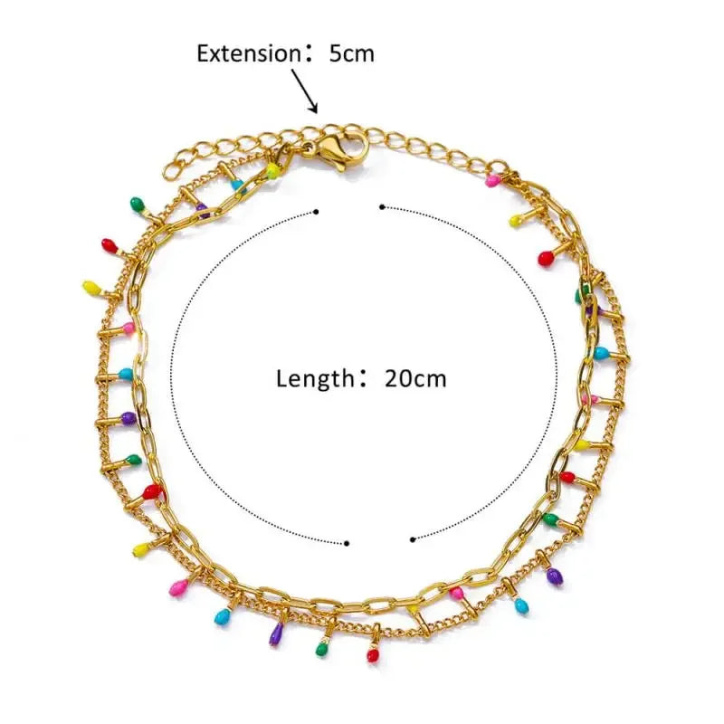 Stainless Steel Gold-Plated Anklet for Women - Piña Colada