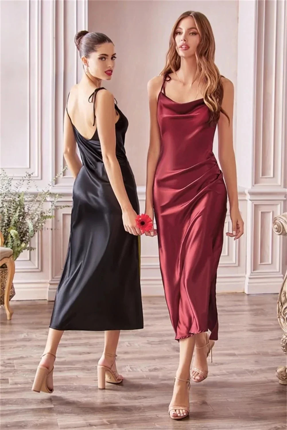 Satin Midi Summer Dresses - Piña Colada