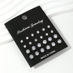 30PCS Retro Pearl & Crystal Zircon Earrings Set - Piña Colada