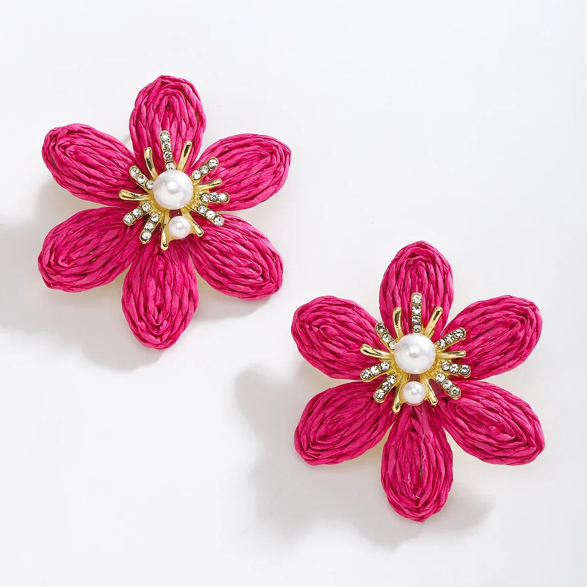 Bohemian Colorful Flower Drop Earrings – Handmade Rhinestone & Pearl Holiday Jewelry for Women - Piña Colada