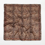 Leopard Print Square Scarf Satin Silk - Piña Colada
