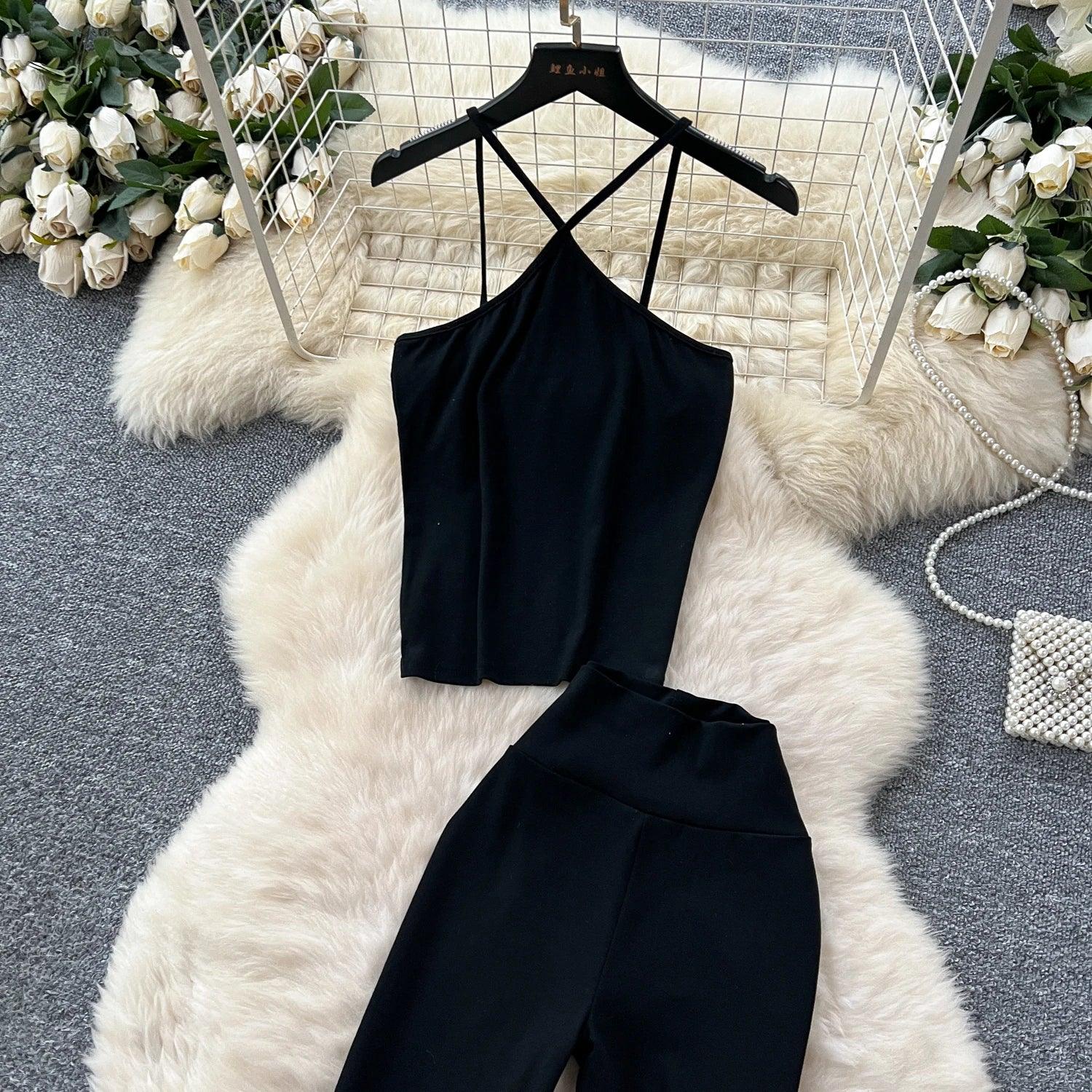 Unidance Pleated Square Neck Two-Piece Set – Casual Chic for Spring/Summer - Piña Colada