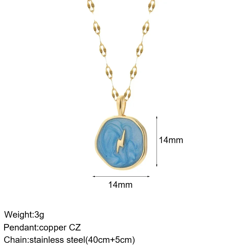 Gold Pendant Long Stainless Steel Chains - Piña Colada