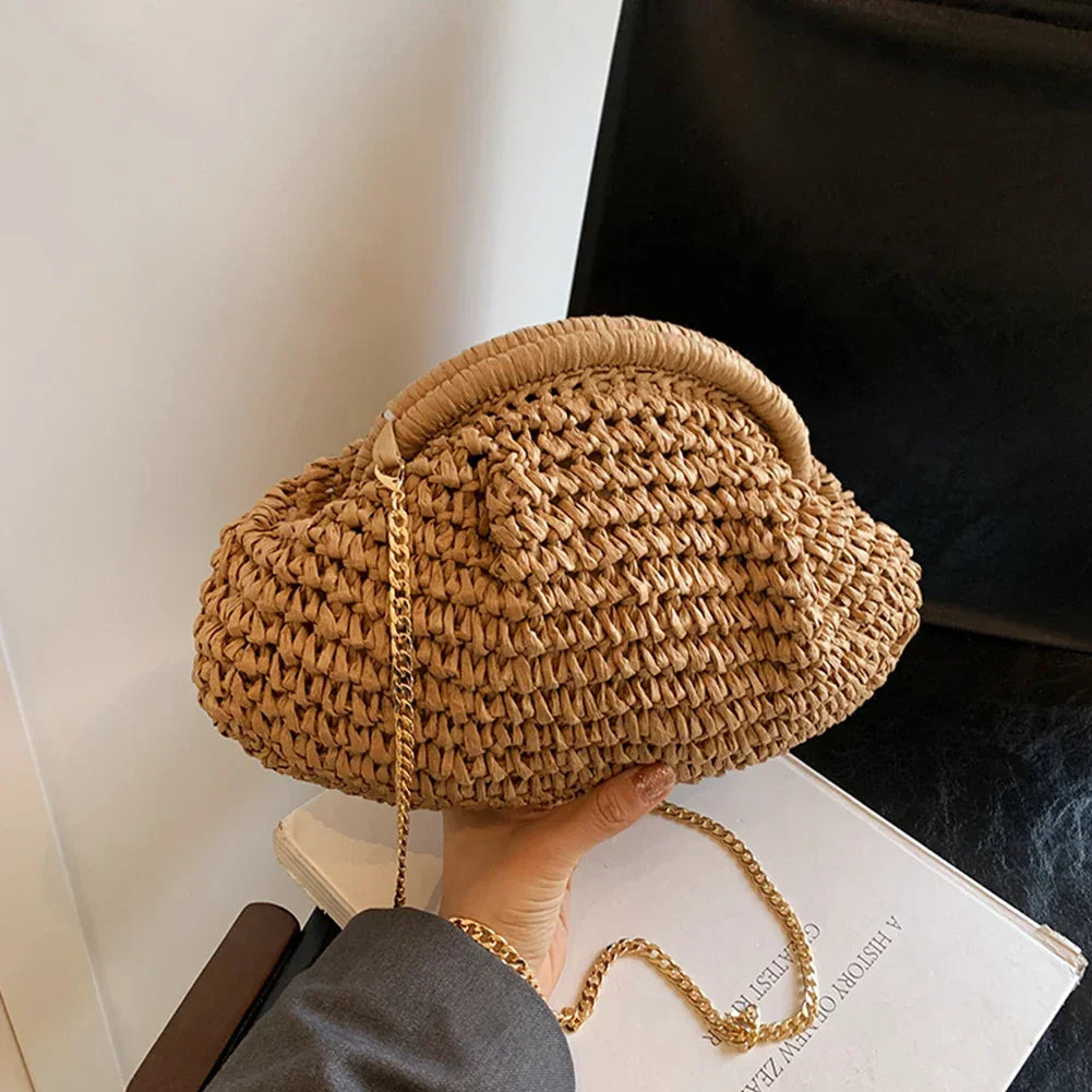 Straw Woven Bag Chain Strap - Piña Colada