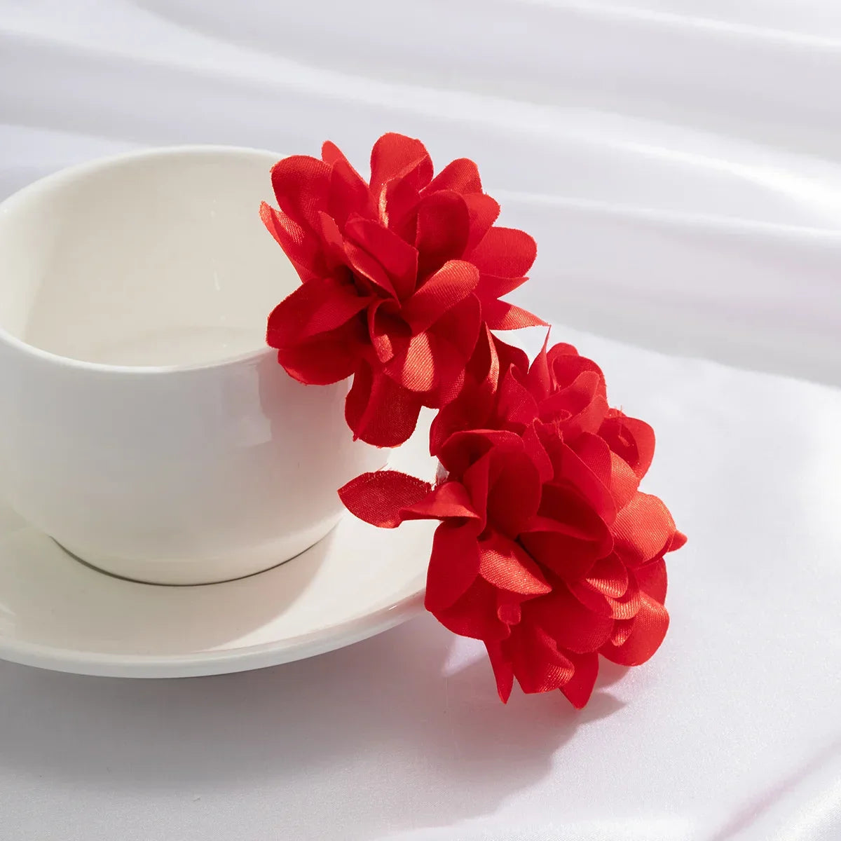 Red Big Flower Drop Earrings - Piña Colada