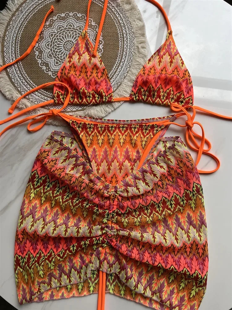 Swimsuit Colored Knitted Bikini - Piña Colada