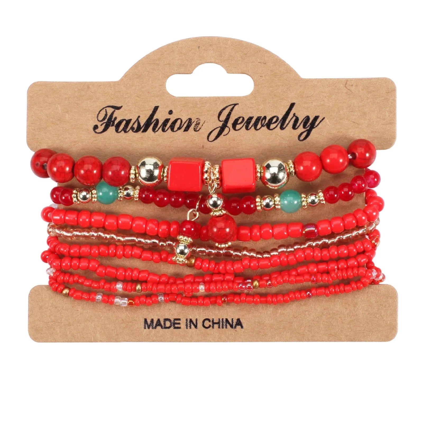 Bohemian Multicolor Stackable Beaded Bracelets - Piña Colada