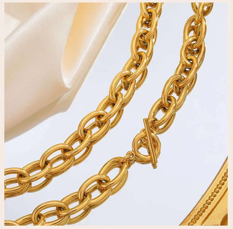 18K Gold Plated Chunky Toggle Necklace - Piña Colada