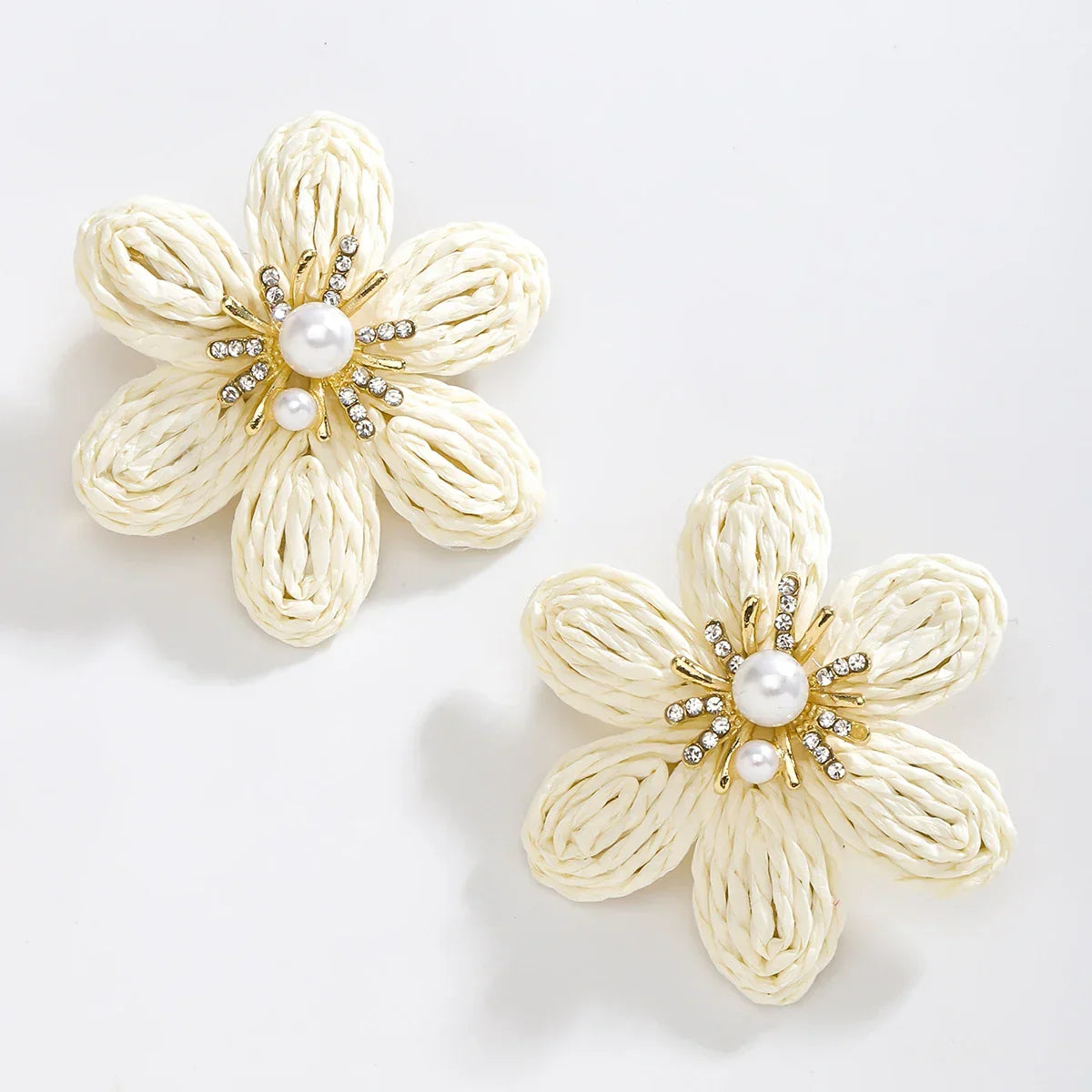 Bohemian Colorful Flower Drop Earrings – Handmade Rhinestone & Pearl Holiday Jewelry for Women - Piña Colada