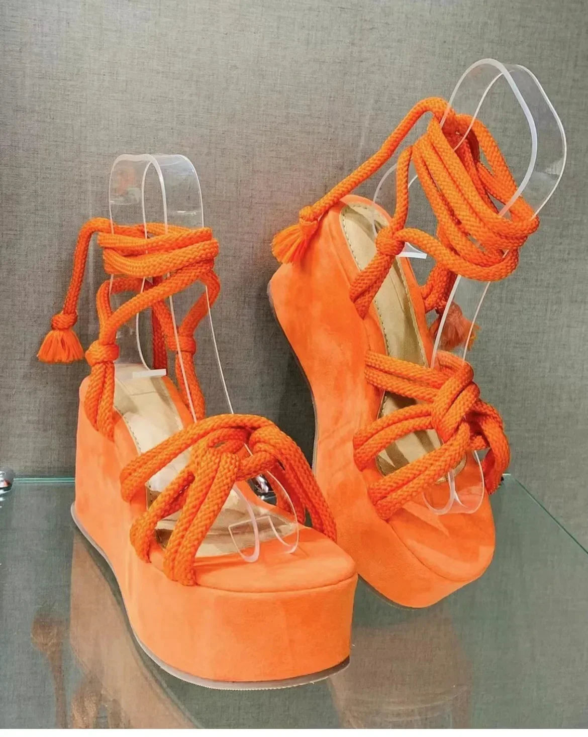 Platform Wedge Strappy Sandals - Piña Colada