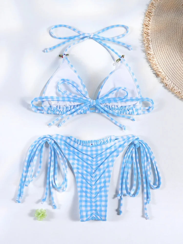 Floral Print Bordered Bikini Set