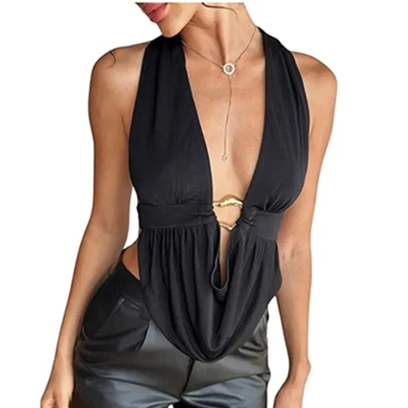 Backless Crop Top Halter - Piña Colada