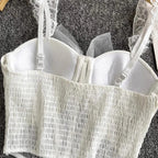 Tank Top Diamond Lace Mesh - Piña Colada