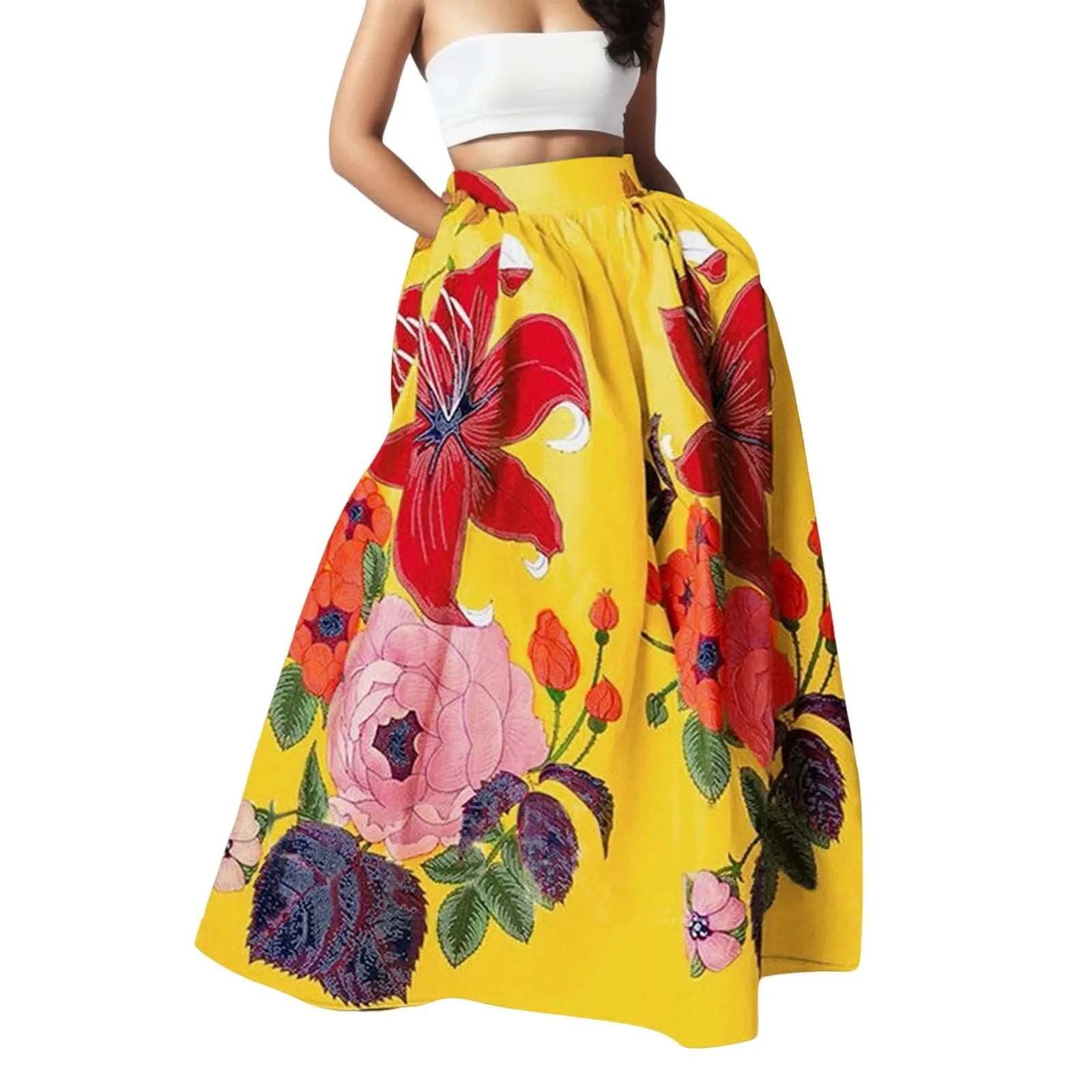 Long Skirt Large Swing High Waist - Piña Colada