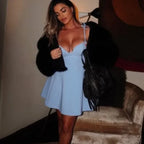 Sweetheart Neck Off-Shoulder Mini Dress – Sleek High Street Look - Piña Colada