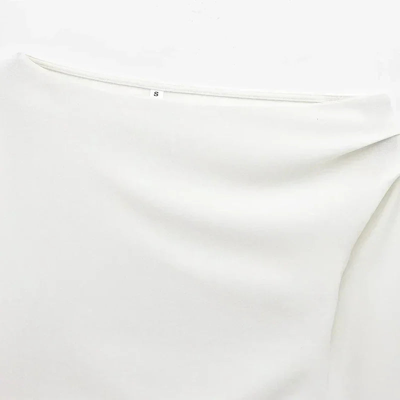 Asymmetrical Square Neck Crop Blouse – Streetwear Chic - Piña Colada