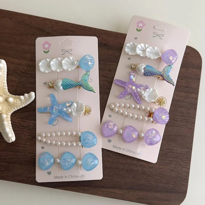 Mermaid Starfish Shell Hairpins - Piña Colada