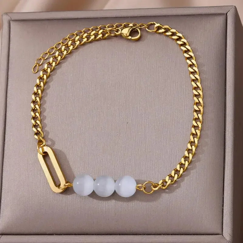 Stainless Steel Gold-Plated Anklet for Women - Piña Colada