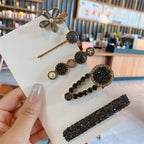 Handmade Pearl & Rhinestone Flower Hairpin Set - Piña Colada