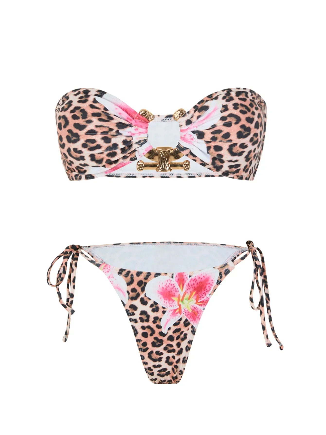 Solid Ring Detail Bikini Set - Piña Colada
