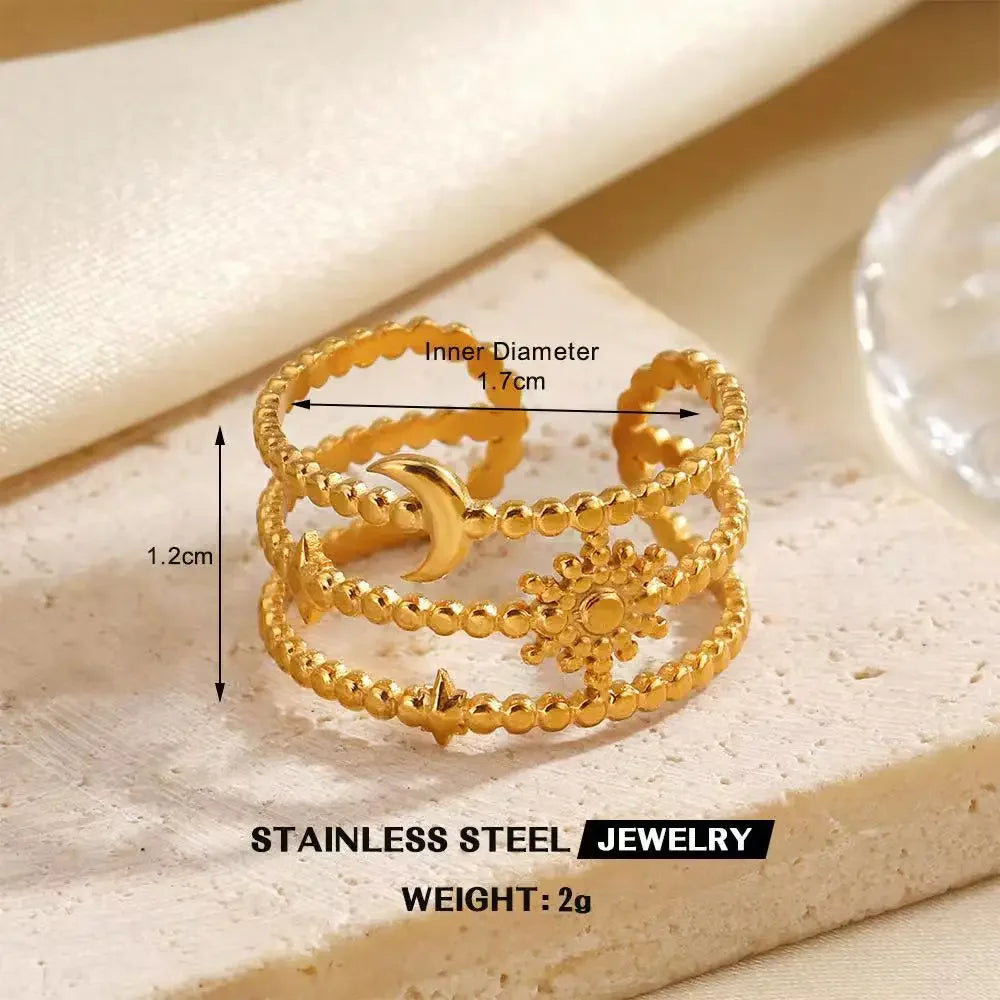 Gold Color Stainless Steel Heart Ring - Piña Colada