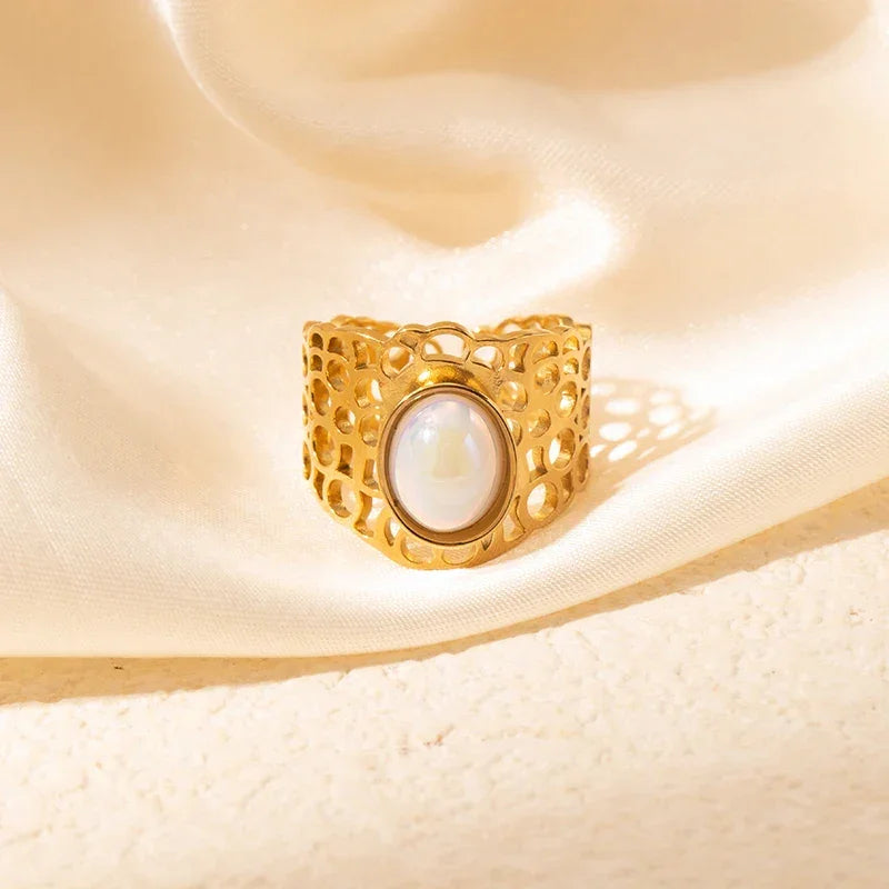 Colorful Stone Open Band Ring - Piña Colada