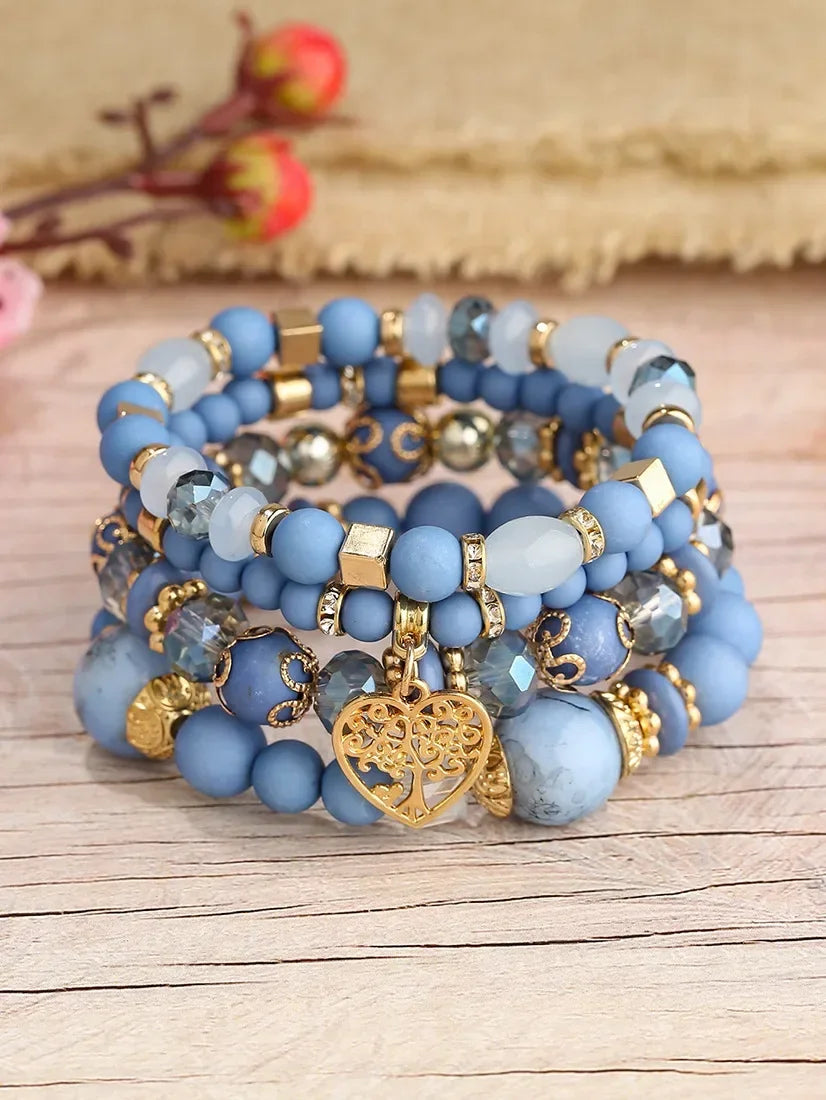 Boho Acrylic Beads Bracelet Set - Piña Colada
