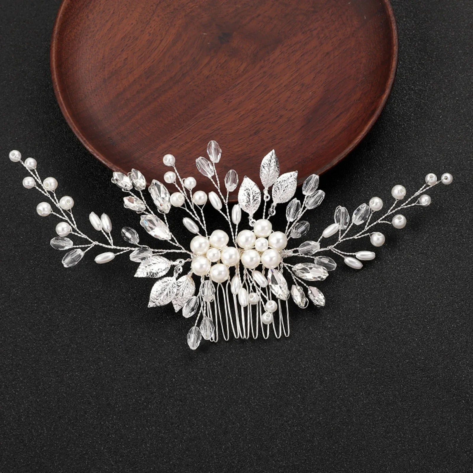 Crystal Pearl Hair Comb Clip - Piña Colada