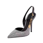 Satin Slingback Heels – Elegant 9.6cm Pointed Toe Pumps - Piña Colada