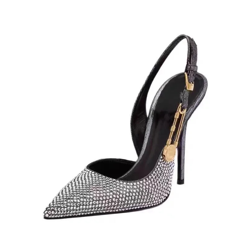 Satin Slingback Heels – Elegant 9.6cm Pointed Toe Pumps - Piña Colada