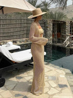 Sexy U-neck Knit Maxi Dress - Piña Colada