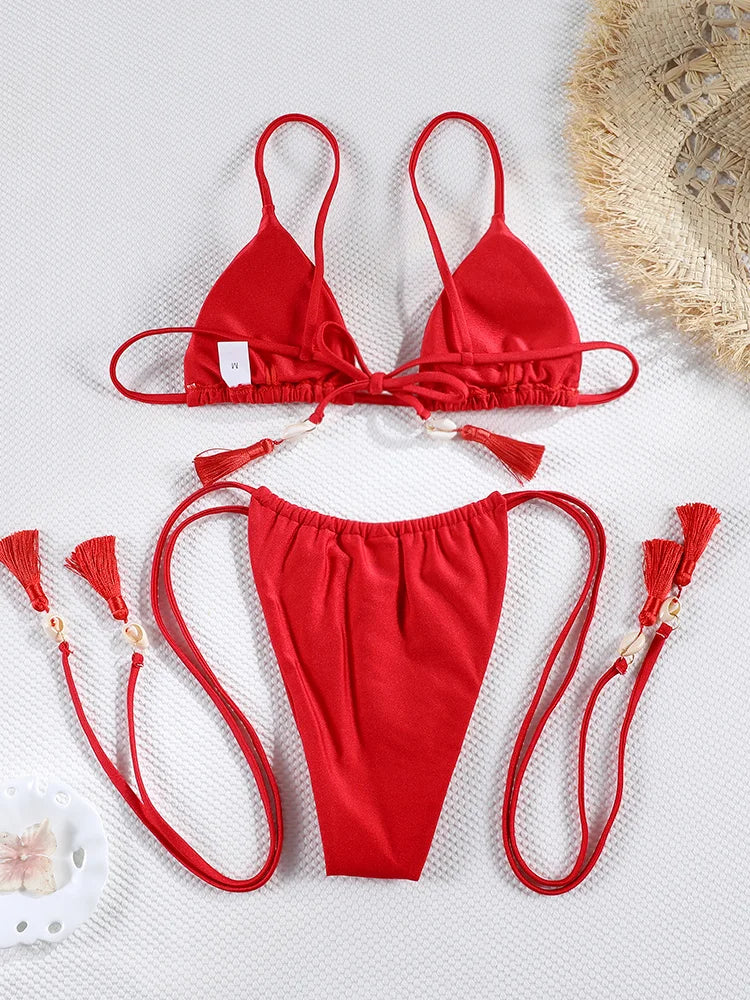 Floral Print Bordered Bikini Set