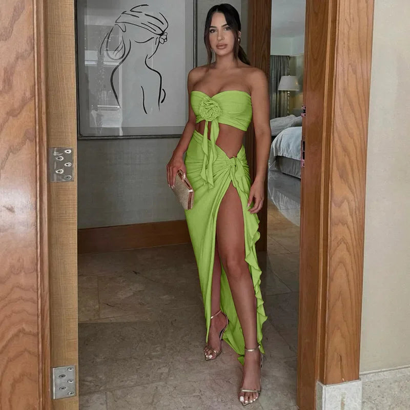 Backless Strapless Bodycon Maxi Dress - Piña Colada