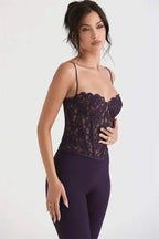 Exotic Lace Tube Top – Black & White Fishbone Pattern - Piña Colada
